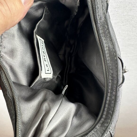 LA REGALE SATIN SHOULDER BAG, GRAY, WITH ZIPPER, HAND MADE IN CHINA - Picture 7 of 10